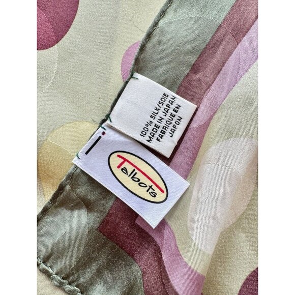 Vintage TALBOTS Green Purple Polka Dot Silk 26" x 26" Square Scarf - Picture 12 of 13